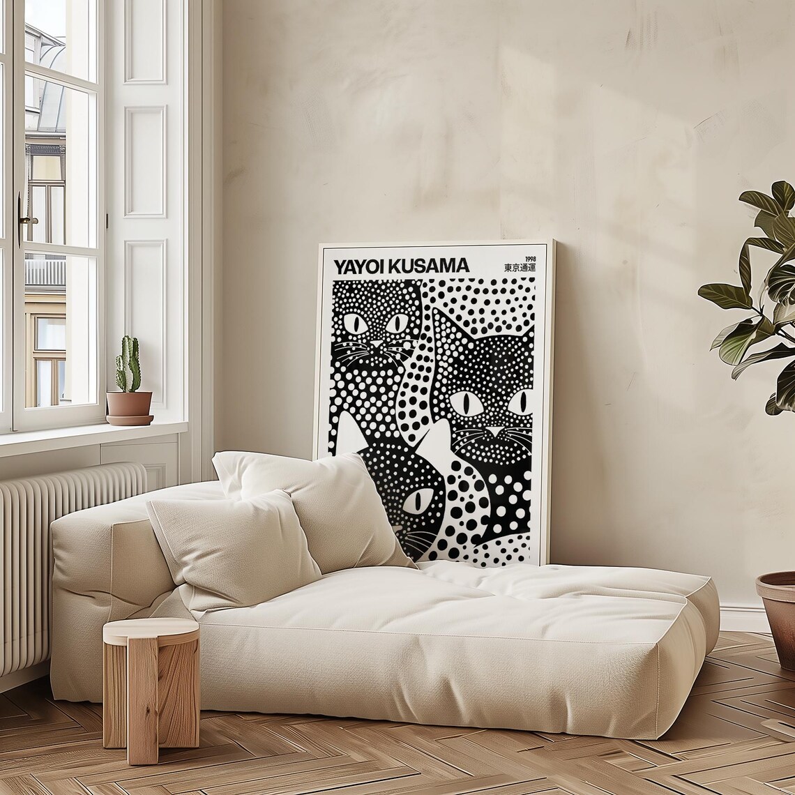 Yayoi Kusama Tokyo 1998 Black Cats Dot Art Exhibition Style Poster - Image 4