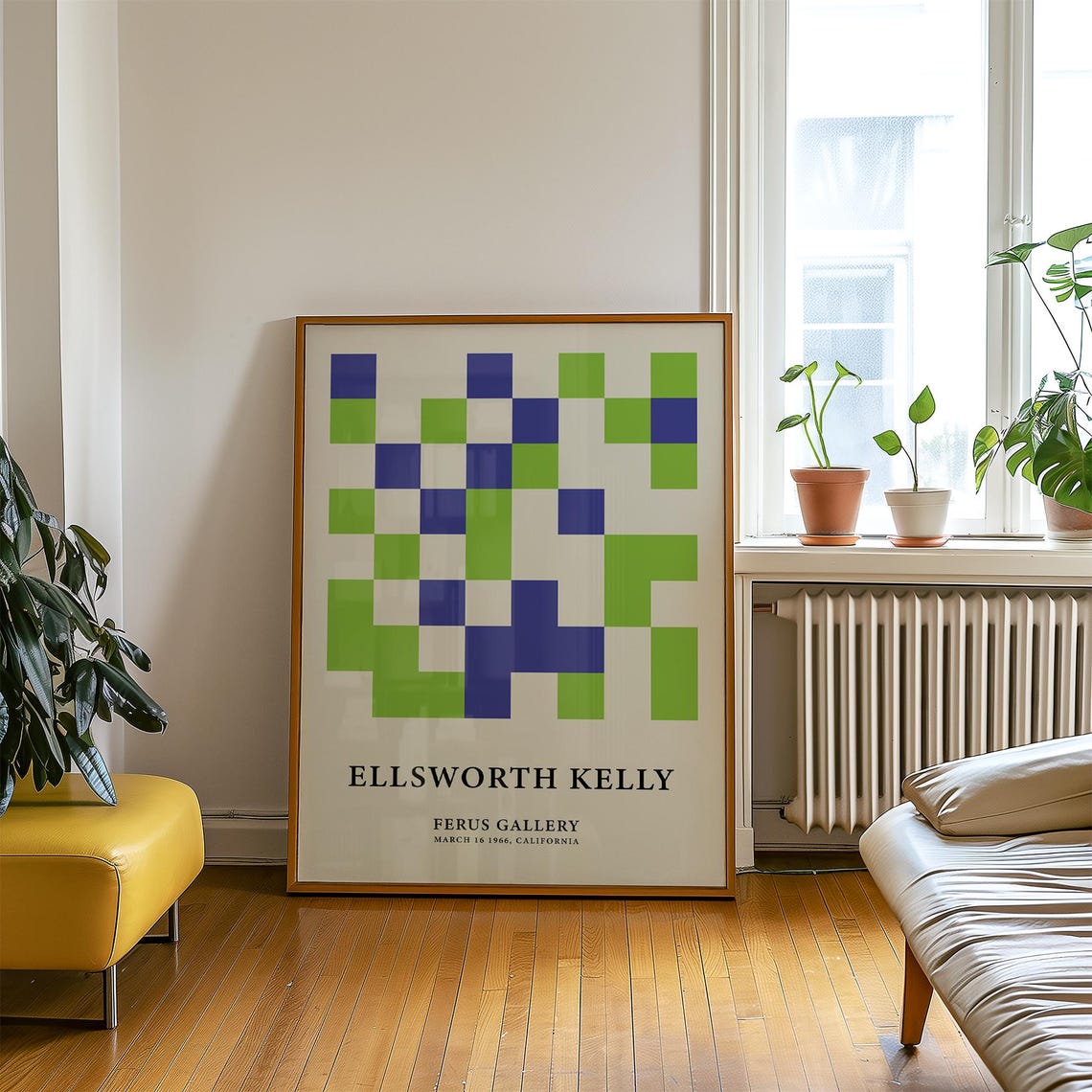 Ellsworth Kelly Green Blue Checkerboard Abstract Pattern Poster - Image 3