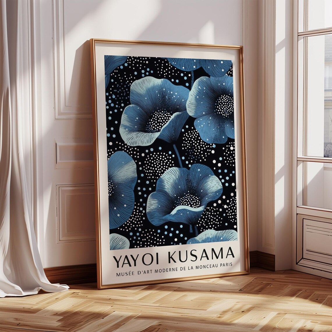 Yayoi Kusama Blue Poppy Flowers Dotted Exhibition Art Poster