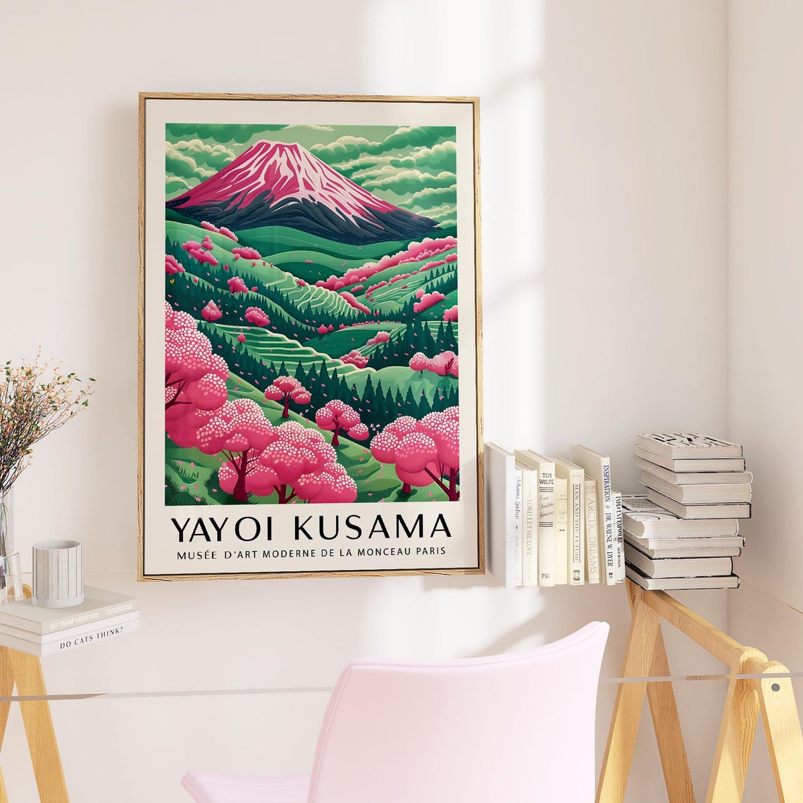 Yayoi Kusama Pink Mount Fuji Cherry Blossom Spring Landscape Poster - Image 4