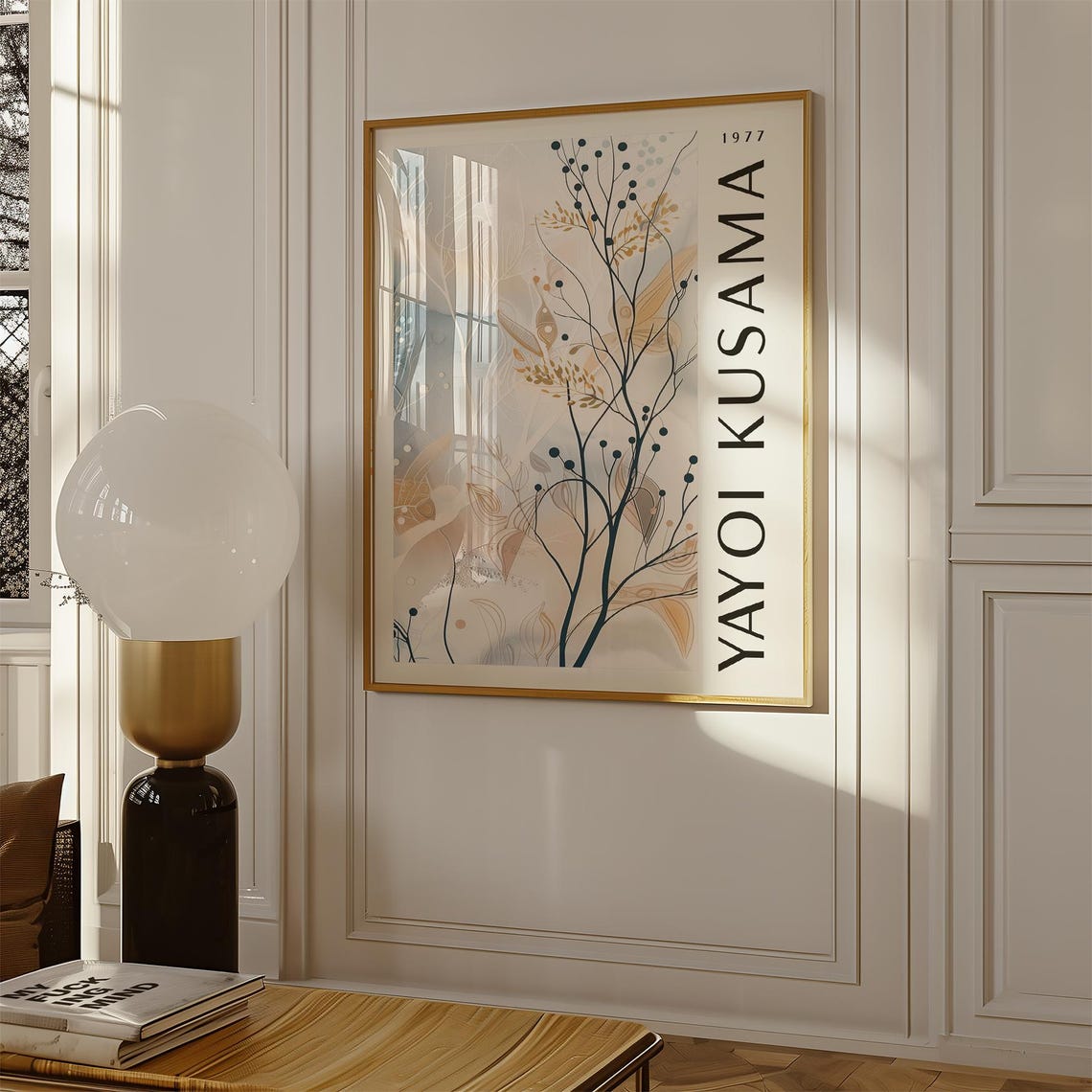 Yayoi Kusama 1977 Delicate Beige Botanical Tree Modern Art Poster - Image 3