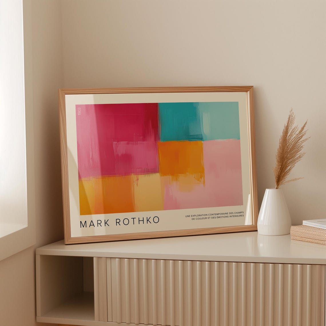 Mark Rothko Pink Orange Teal Color Block Abstract Exhibition Poster - Image 2