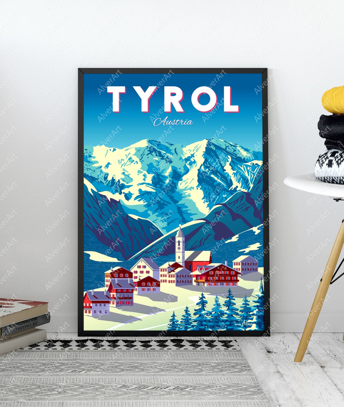 Tyrol Austria Alpine Village Snowy Peaks Vintage Travel Poster - Image 3