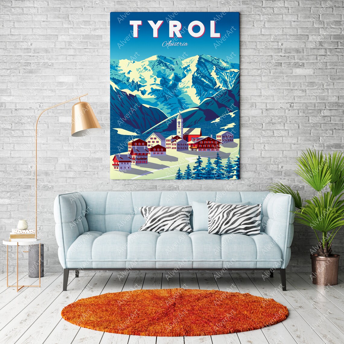 Tyrol Austria Alpine Village Snowy Peaks Vintage Travel Poster - Image 2