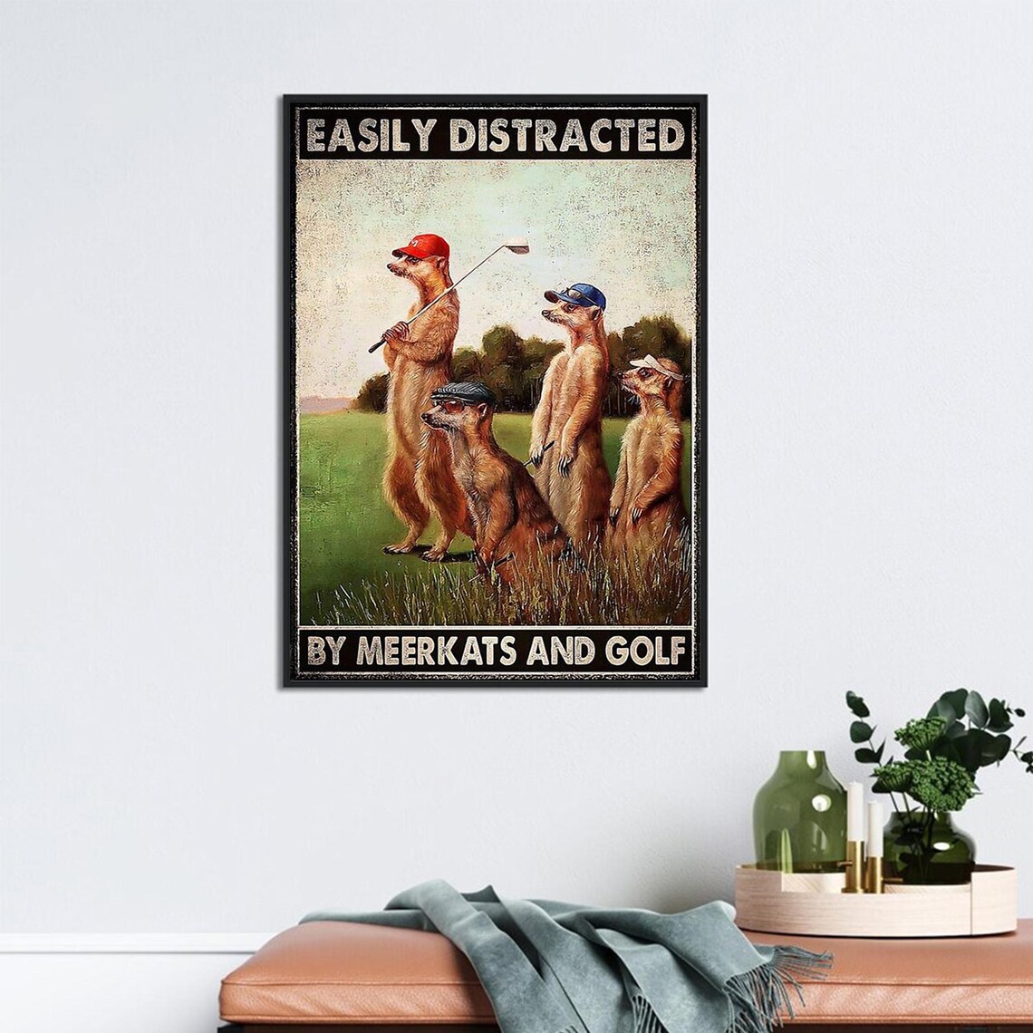 Meerkat Golf Vintage Art, Golf Gift For Dad - Image 2