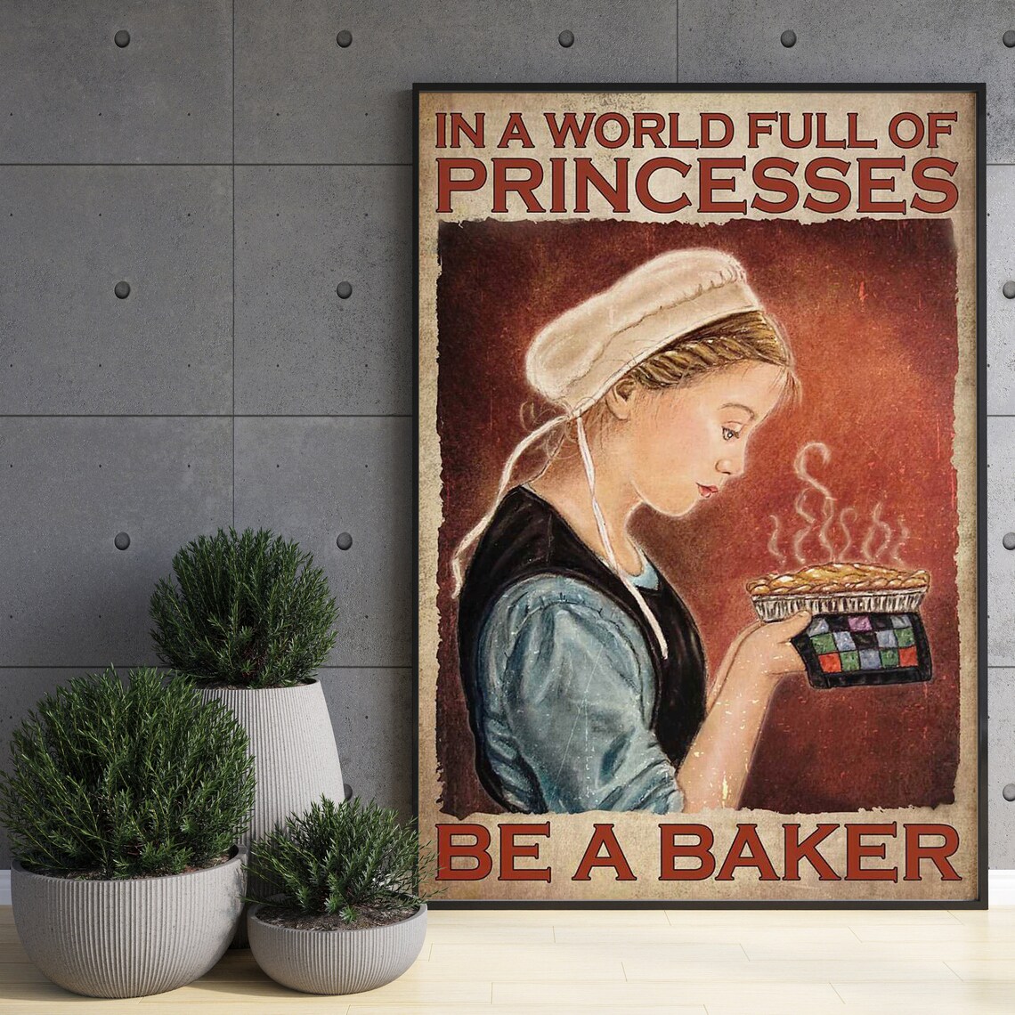 Girl Baking, Be A Baker Kitchen Wall Art Print - Image 3