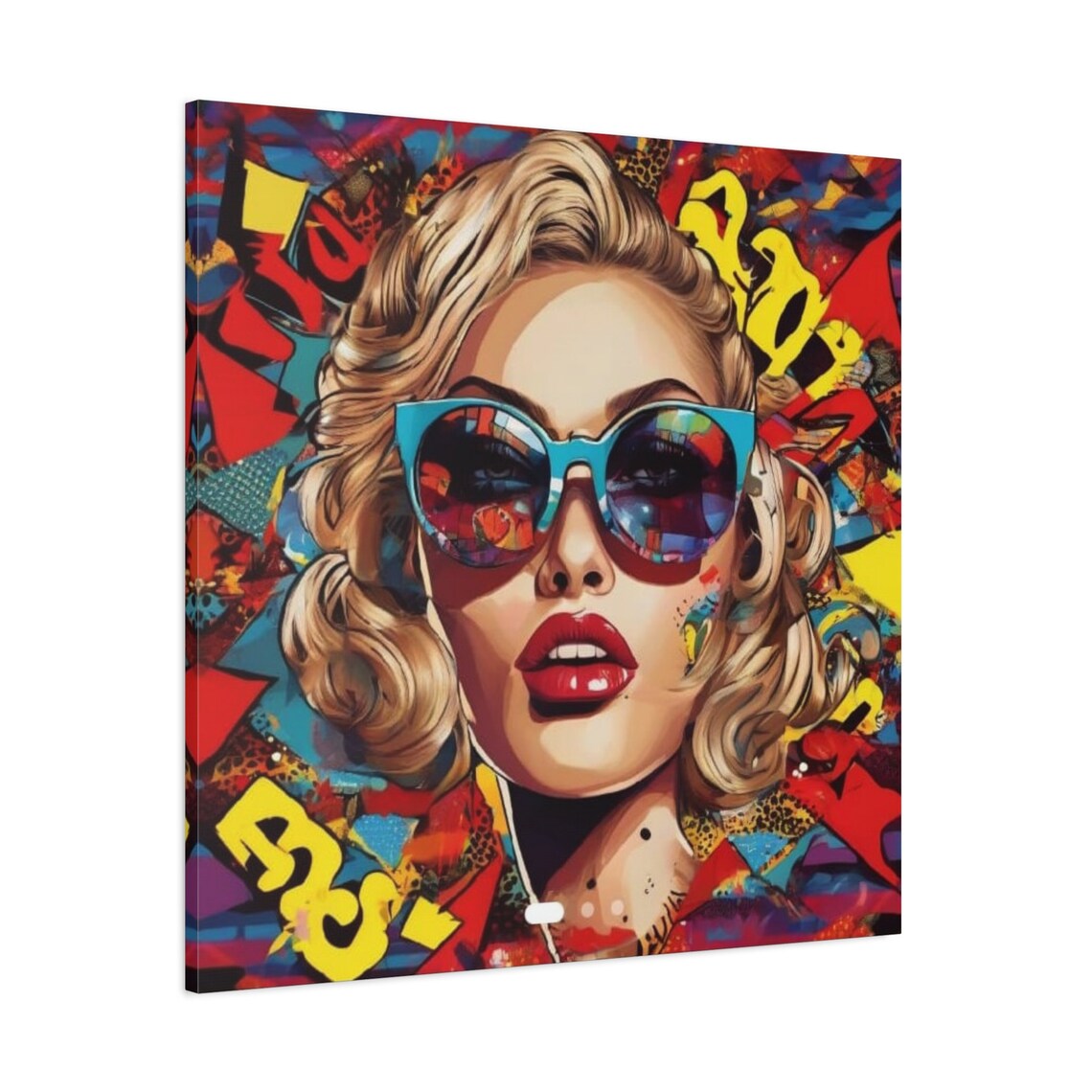 Pop Art Blonde Woman Blue Sunglasses Graffiti Street Art Style Poster - Image 3