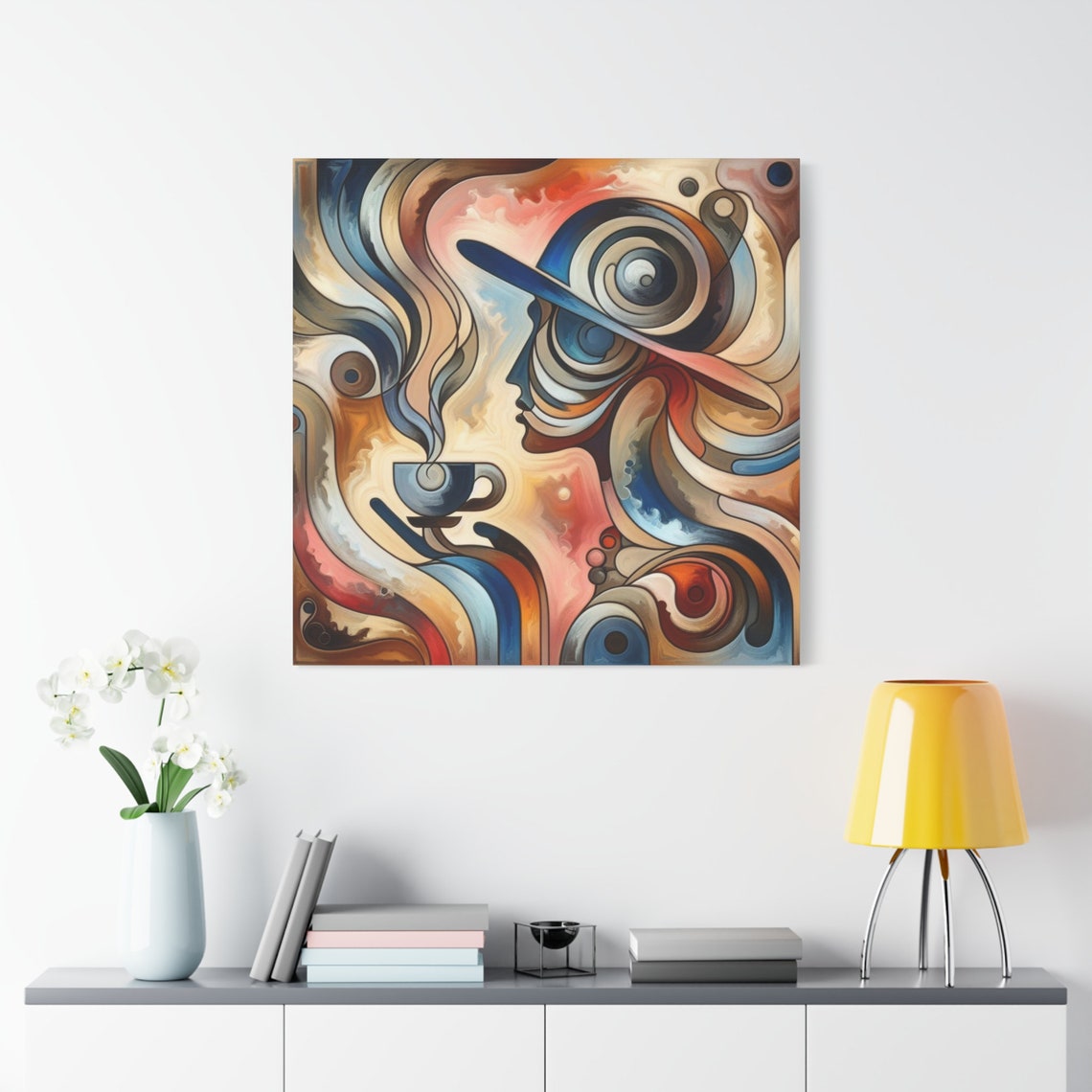 Coffee Time Wall Art Woman Drinking Coffee Art Modern Wall Decor Coffee Lover Gift Coffee Cup Wall Art Stretched 125 - Image 4
