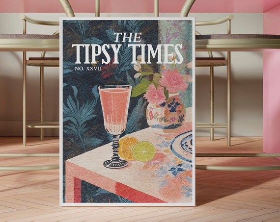 Magazine Wall Art Bar Cart Wall Art Wall Art Alchohol Wall Art Maximalist Wall Art Happy Hour Print Indie Room Decor 0929