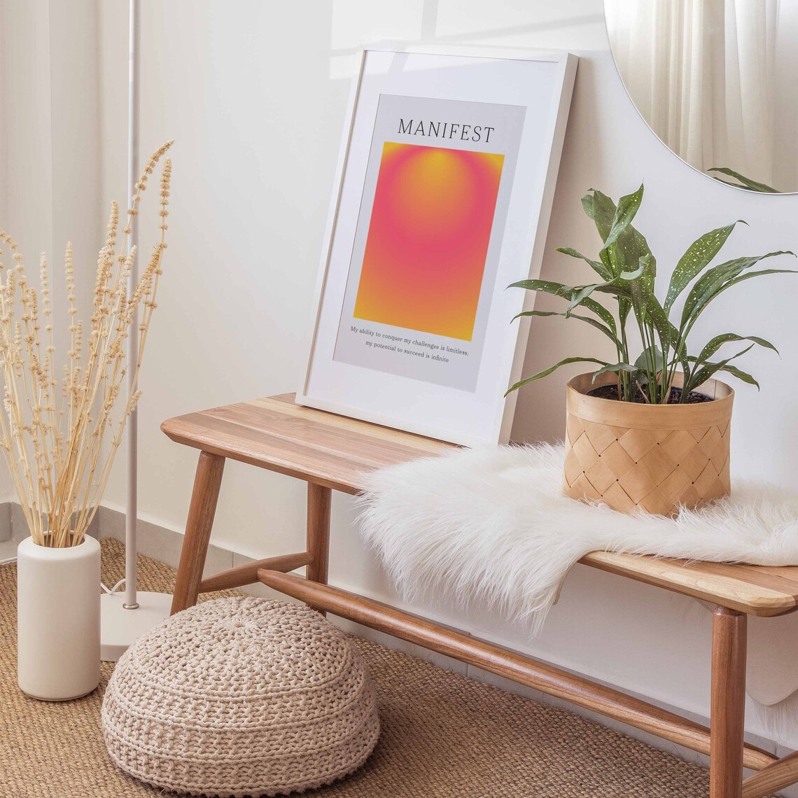 Manifest Positive Affirmation Pink Orange Gradient Aura Poster - Image 4