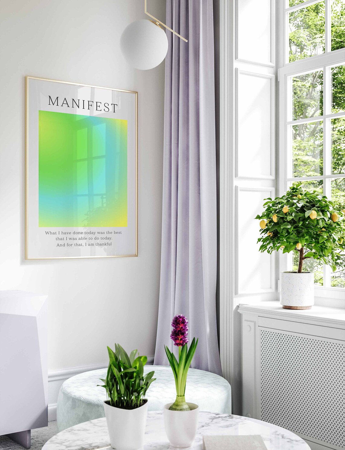 Manifest Gratitude Affirmation Green Blue Gradient Aura Poster - Image 2