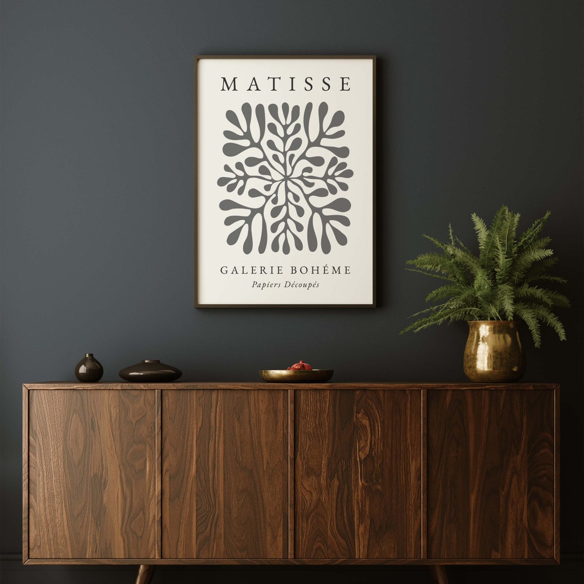 Matisse-Inspired Grey Cut-Out Boho Art Print - Image 2