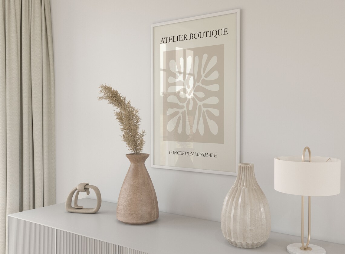 Henri Matisse Style Atelier Boutique Symmetric Cutout Beige Poster - Image 3