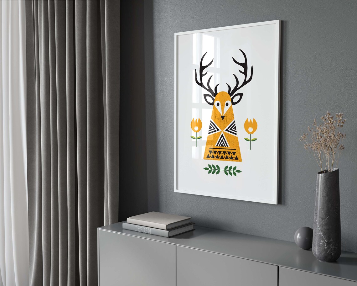 Stag Print, Minimalist Nordic Wall Art Print - Image 2