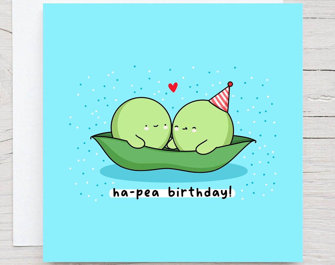 Kawaii Peas in a Pod Birthday Pun Poster with Ha Pea Birthday