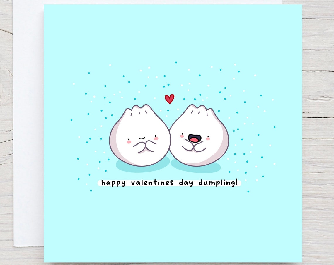 Happy Dumpling Duo Happy Valentines Day Dumpling Pun Wall Art