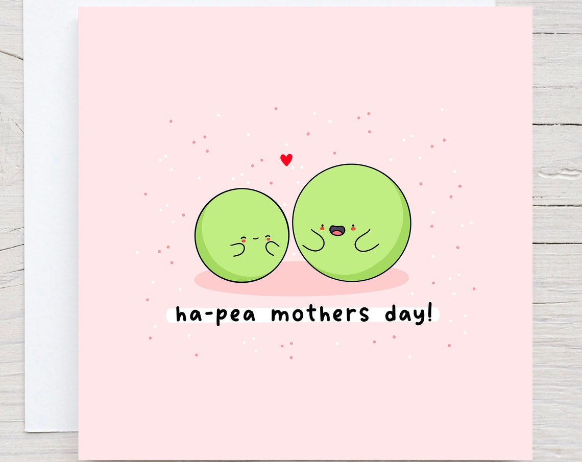 Two Smiling Peas Ha-Pea Mothers Day Punny Kawaii Green Wall Art