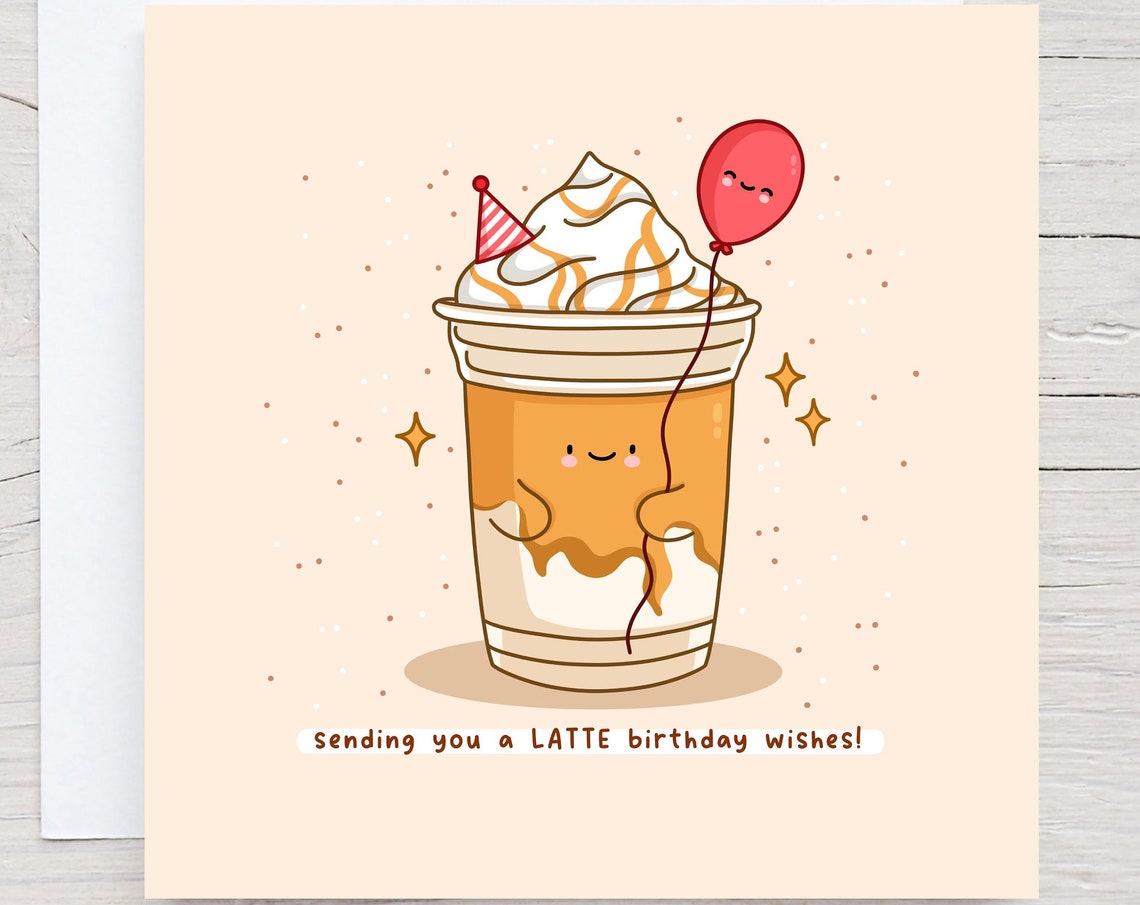 Iced Latte Cup Party Hat Sending A Latte Birthday Wishes Wall Art