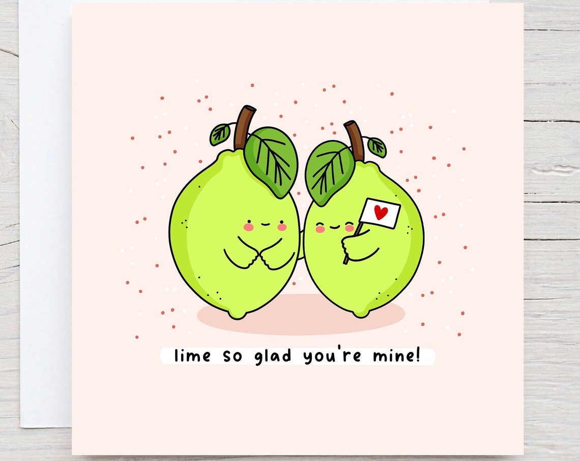 Kawaii Lime Pair Heart Flag Lime So Glad Youre Mine Wall Art