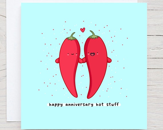 Happy Anniversary Hot Stuff Card Funny Pun Anniversary Card Punny Love Card Card For Partner