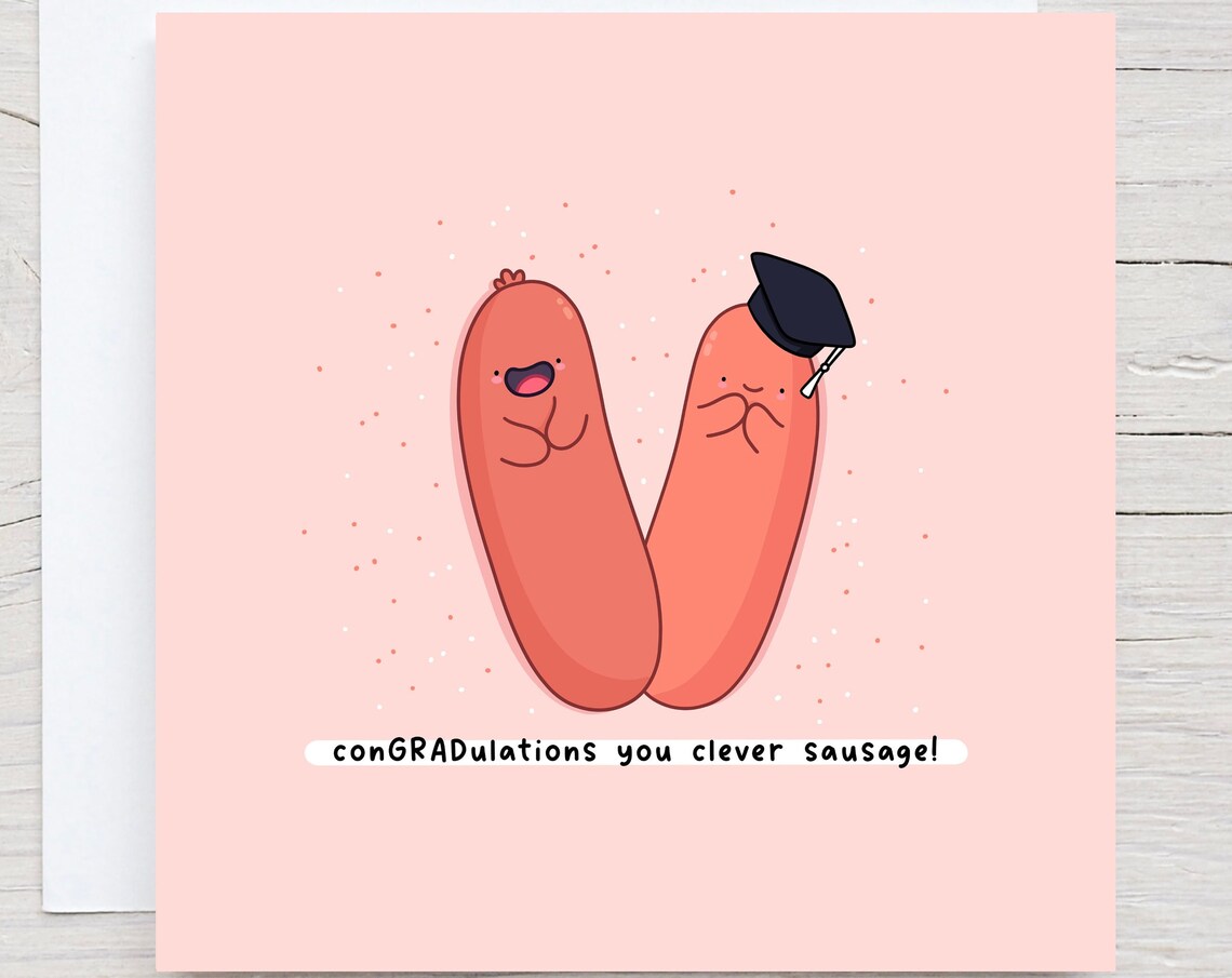 Sausage Duo Graduation Cap ConGRADulations Clever Sausage Wall Art