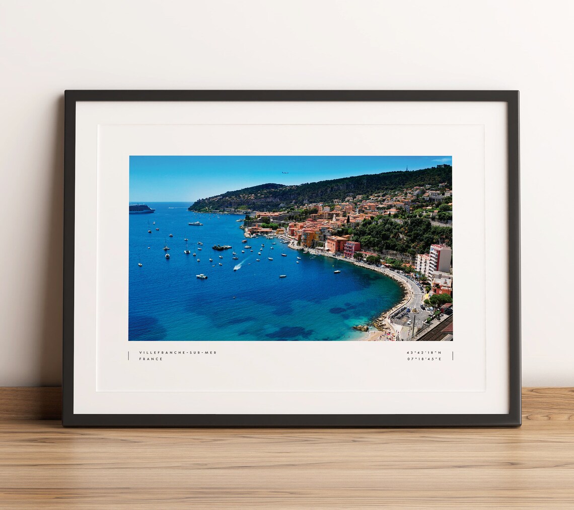 Villefranche sur Mer French Riviera Bay Coordinates Travel Print