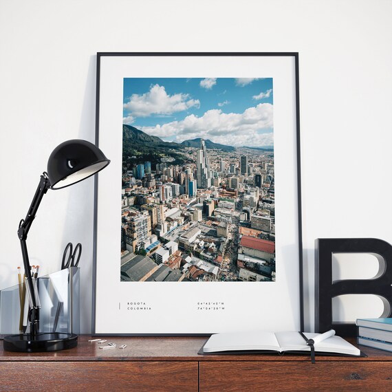 Bogota Colombia City Skyline Aerial Photo Coordinates Art Print