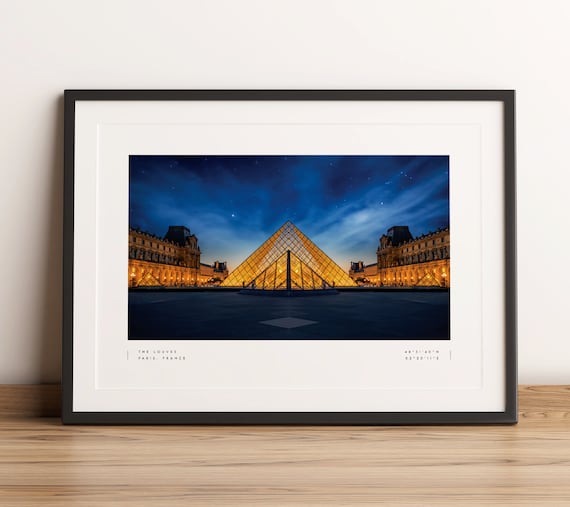 Paris Louvre Coordinates Travel Poster, Wall Art