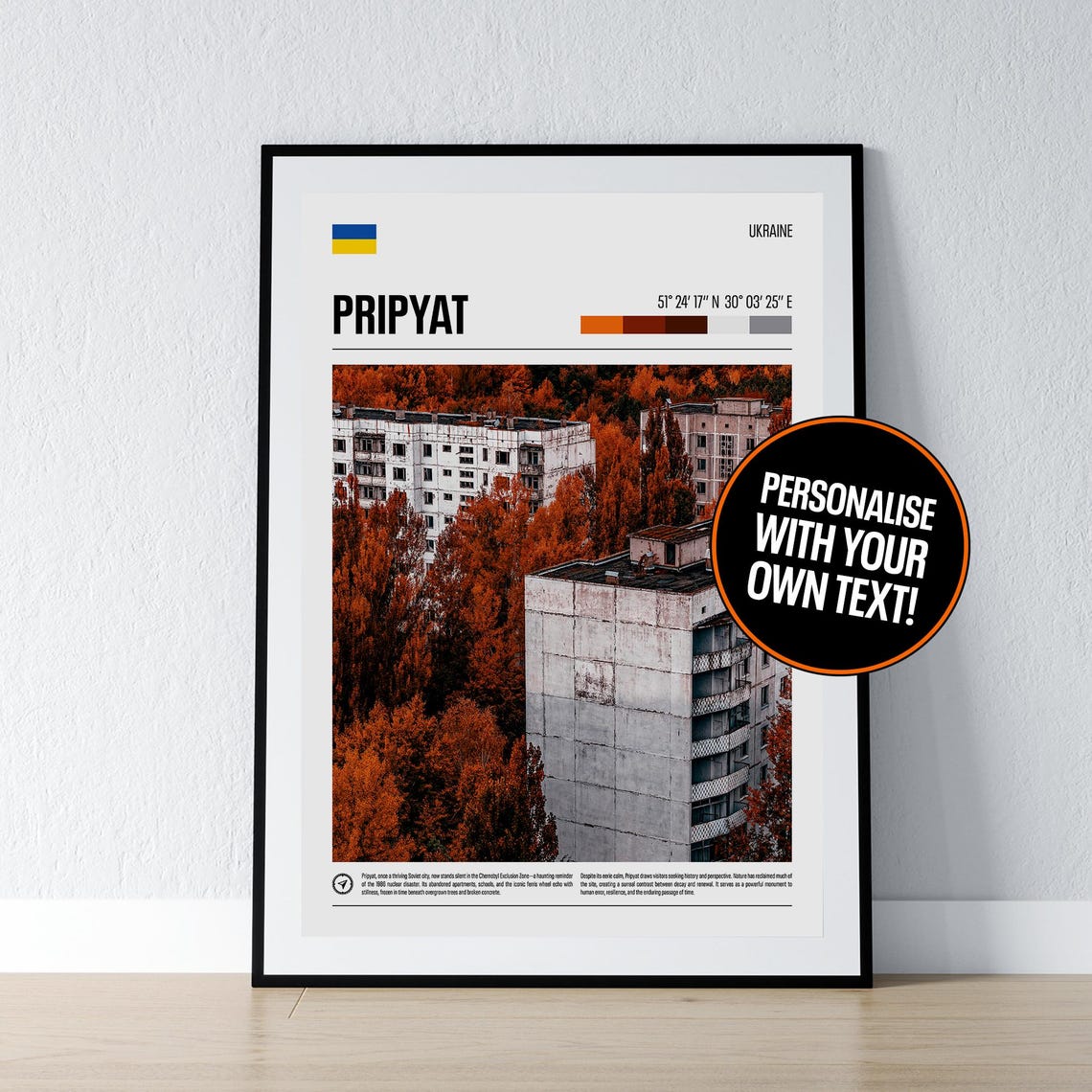 Pripyat Ukraine Abandoned City Photo Coordinates Travel Poster