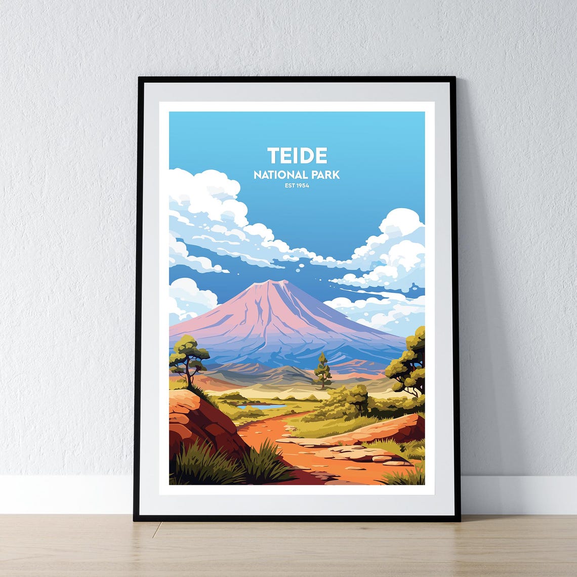 Teide National Park Volcano EST 1954 Spain Vintage Travel Poster