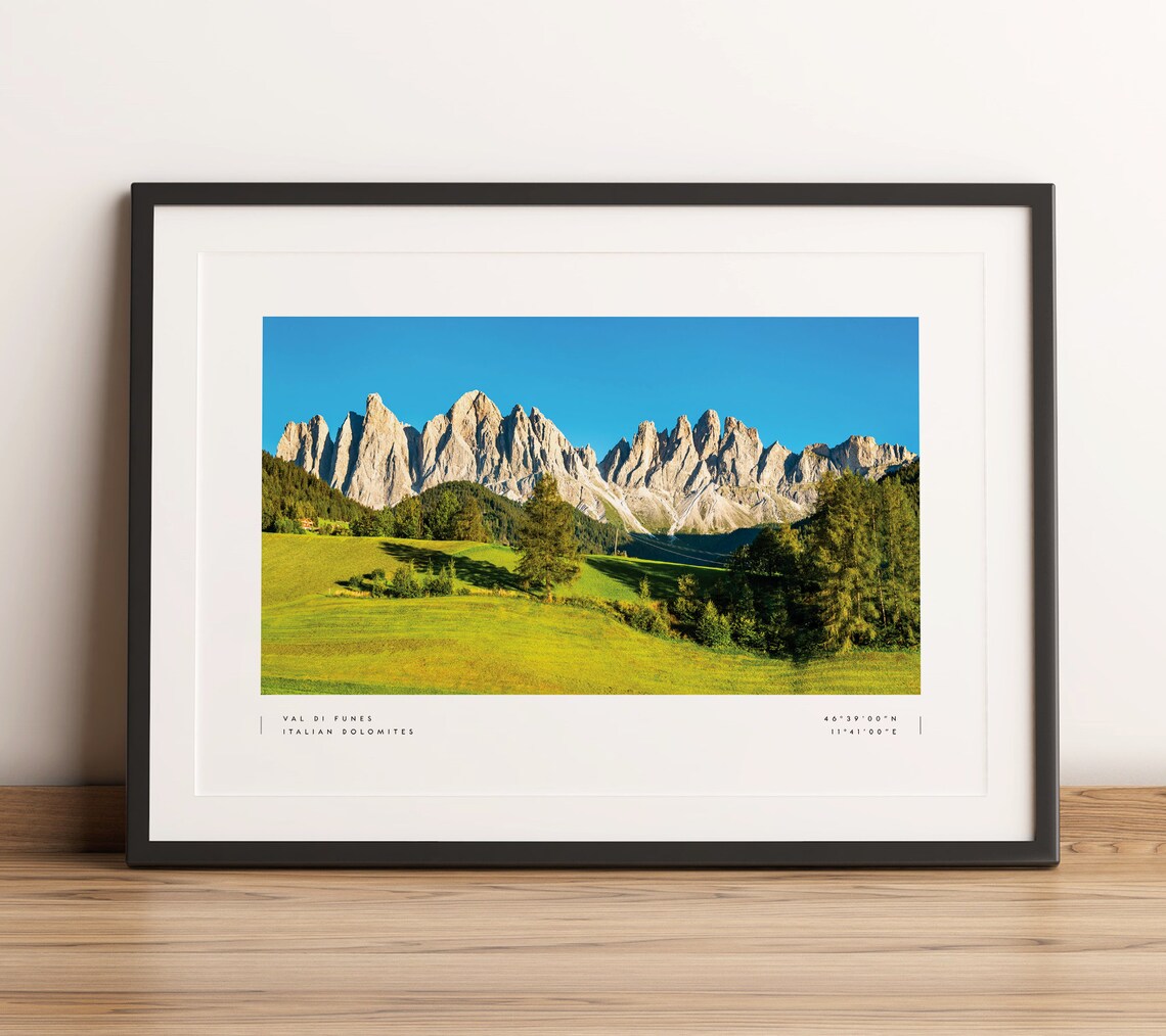 Dolomites Coordinates Black And White Travel Poster