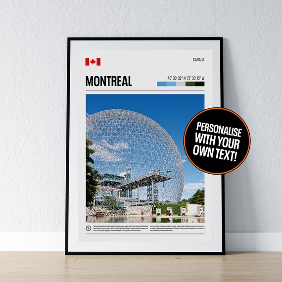 Montreal Biosphere Geodesic Dome Personalised Canada Travel Poster