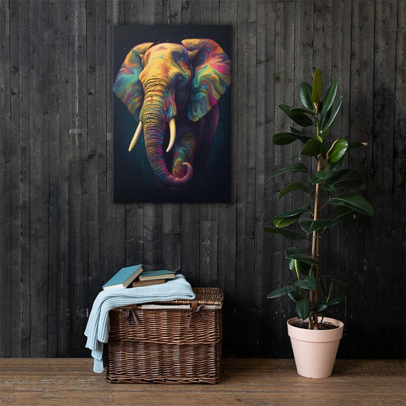 Colorful Elephant Canvas Art Poster Print