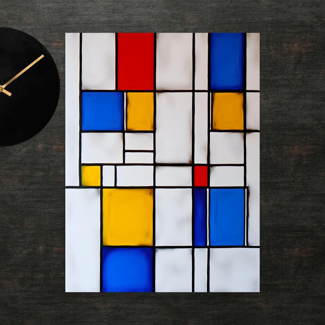 Piet Mondrian Inspired Primary Color Grid Geometric Abstract Artwork Poster