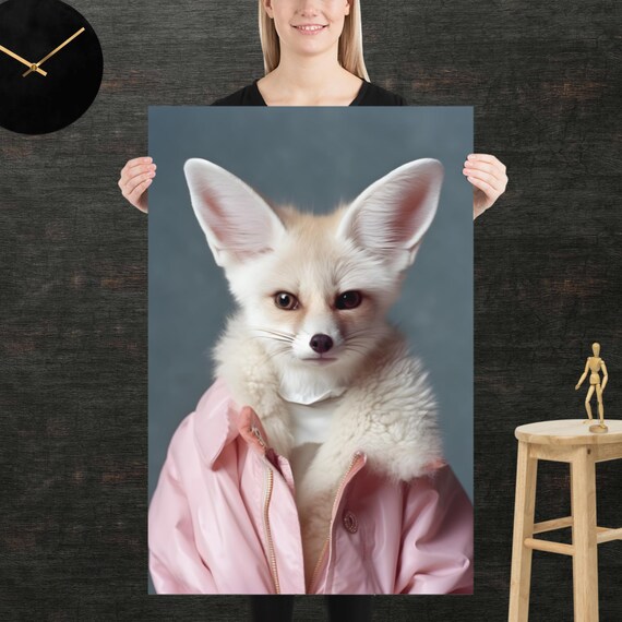 Fennec Fox 80s Style Retro Poster Eighties Wall Art Living Room Funny Decor
