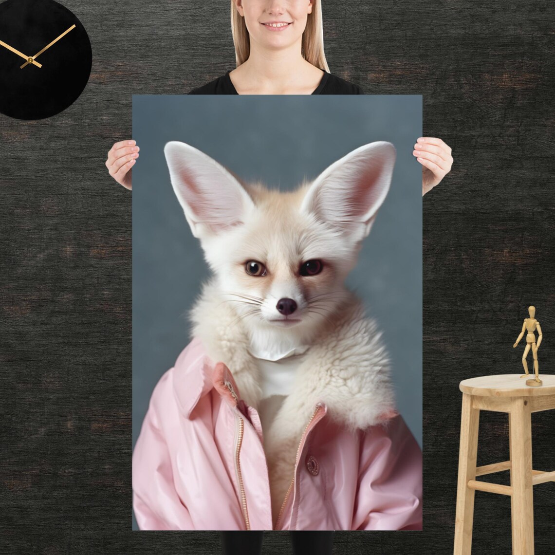 Fennec Fox 80s Style Retro Poster Eighties Wall Art Living Room Funny Decor