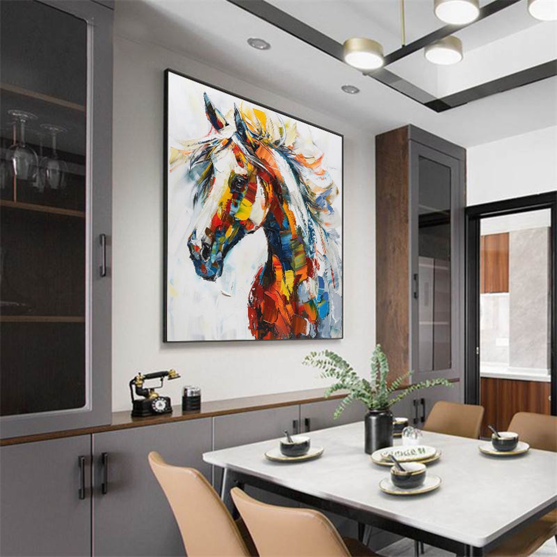 Colorful Abstract Horse Head Portrait Vibrant Equine Artwork Poster - Image 5