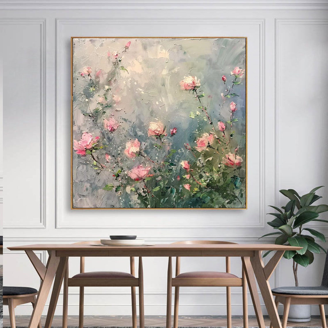 Soft Pink Roses Blooming On Misty Gray Background Floral Art Poster - Image 4