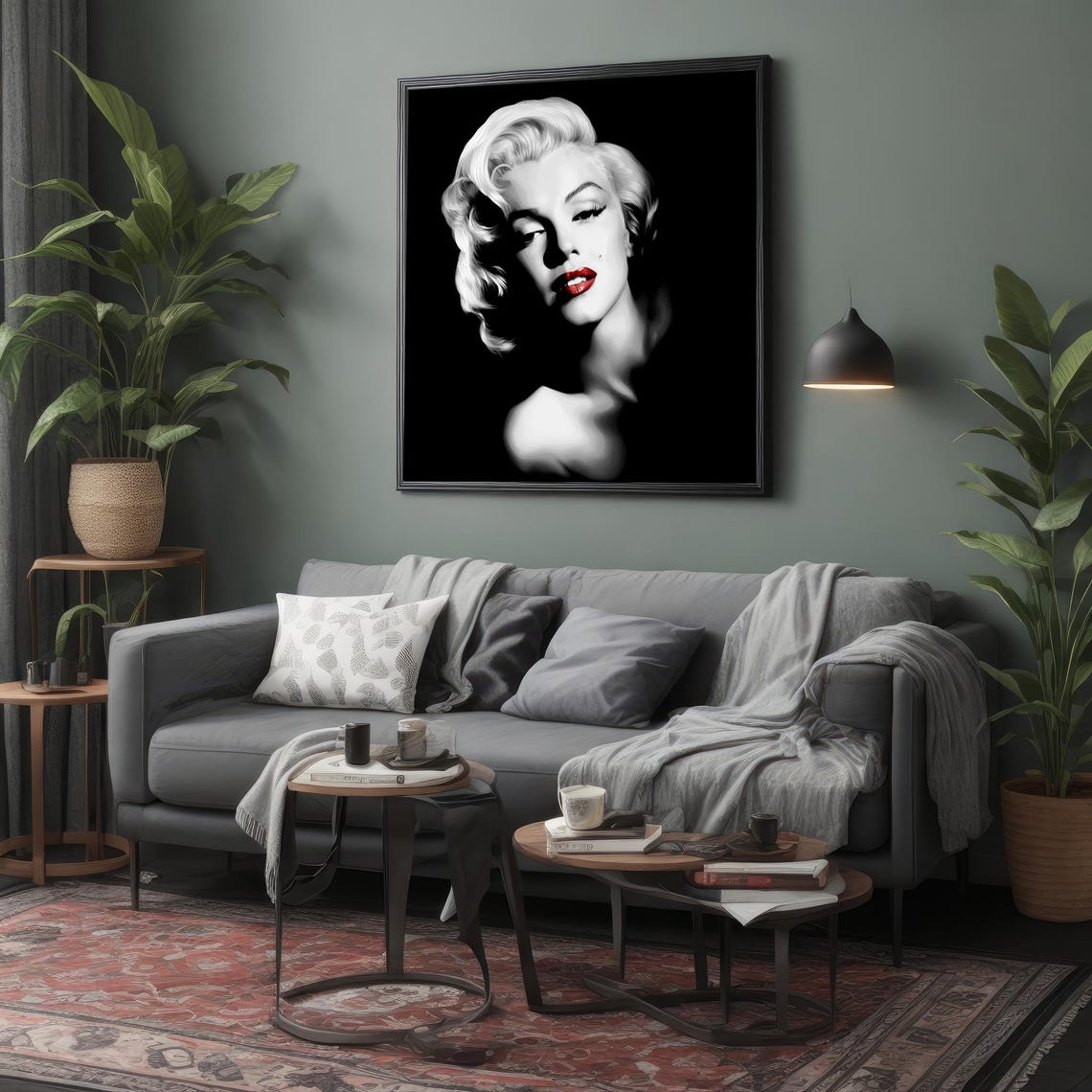 Marilyn Monroe Red Lips Black White Iconic Portrait Art Poster - Image 4