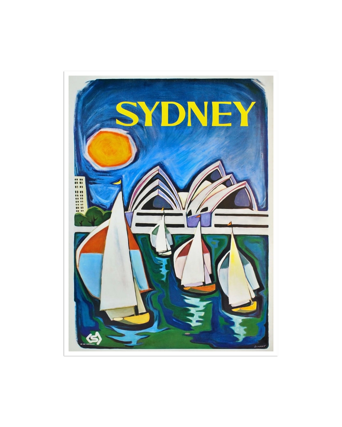 Sydney Opera House Sailboats Harbor Modern Australian Art Poster