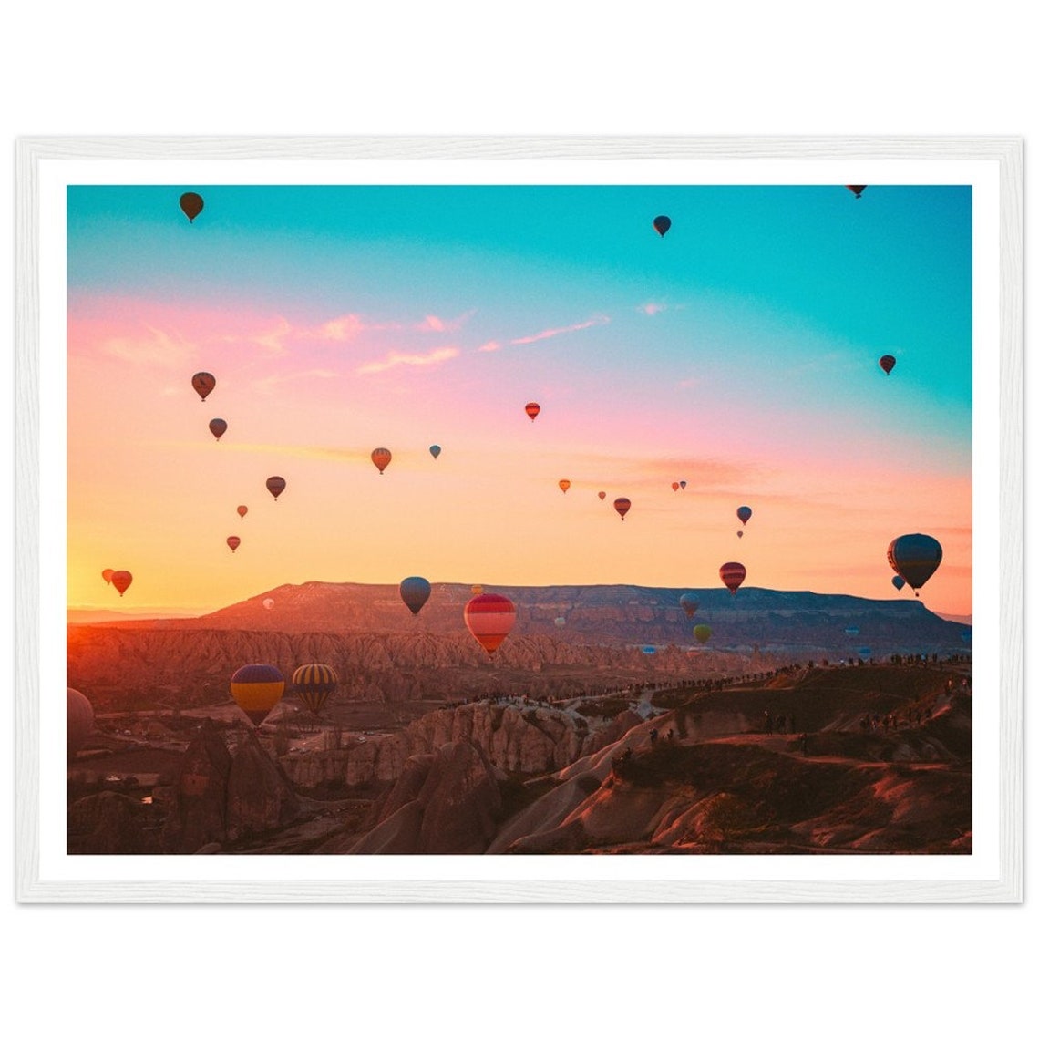Cappadocia Turkey Hot Air Balloons Sunset Valley Travel Poster