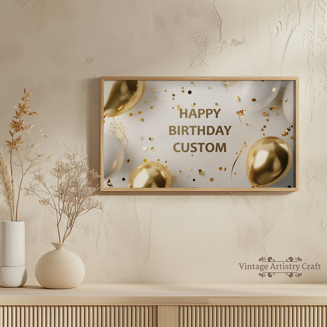 Happy Birthday Maya Gold Balloons Personalized Name TV Art Poster - Image 3
