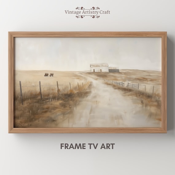 Rustic Farm Scene Vintage Art Print, Farmhouse Decor