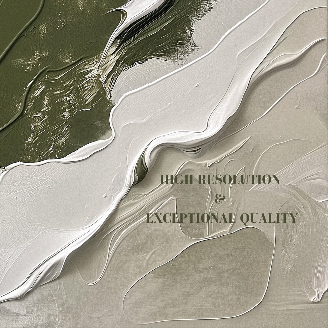 Olive Green White Abstract Fluid Texture Modern Painting Poster - Image 7