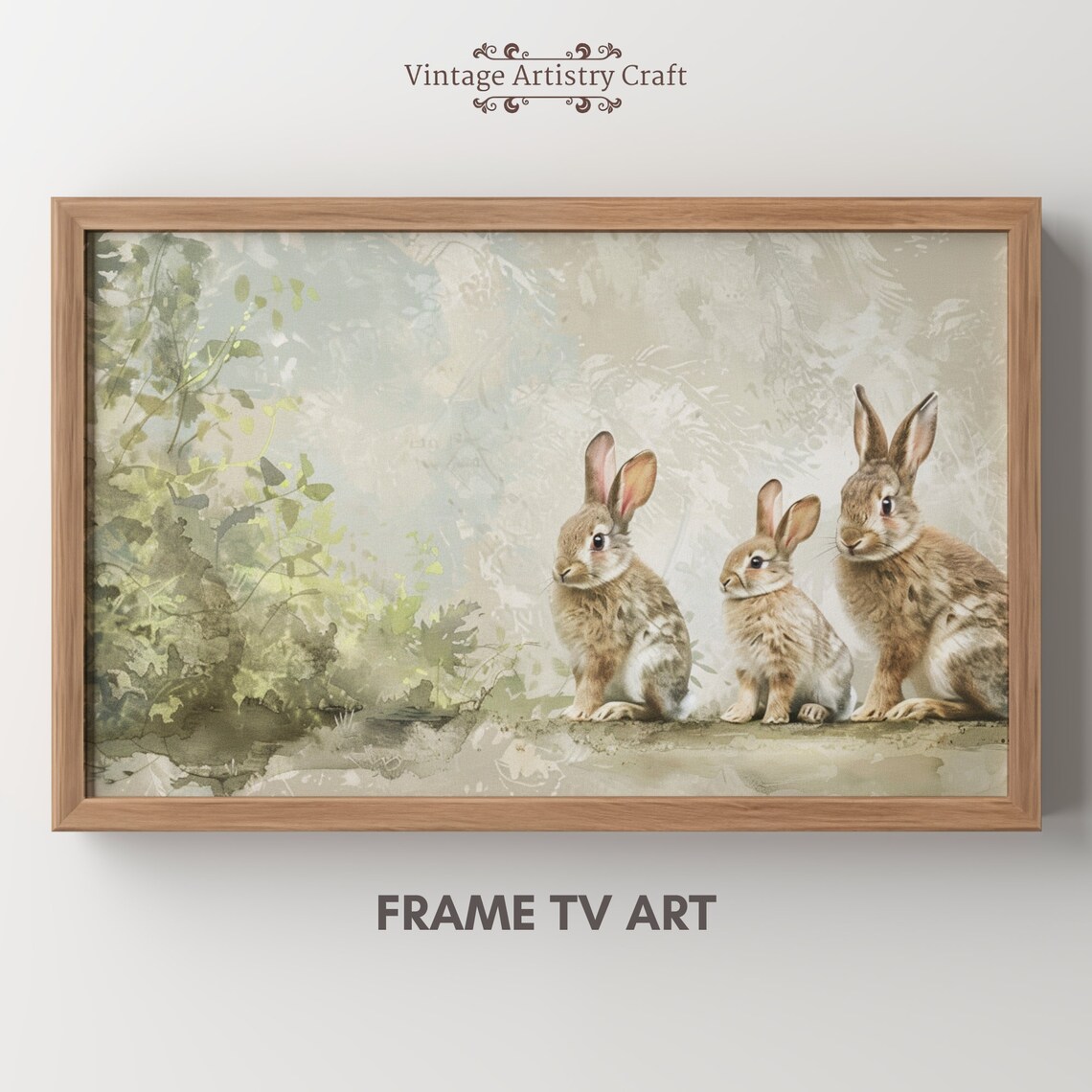 Charming Bunnies Vintage Farmhouse Easter Art Print - Image 3