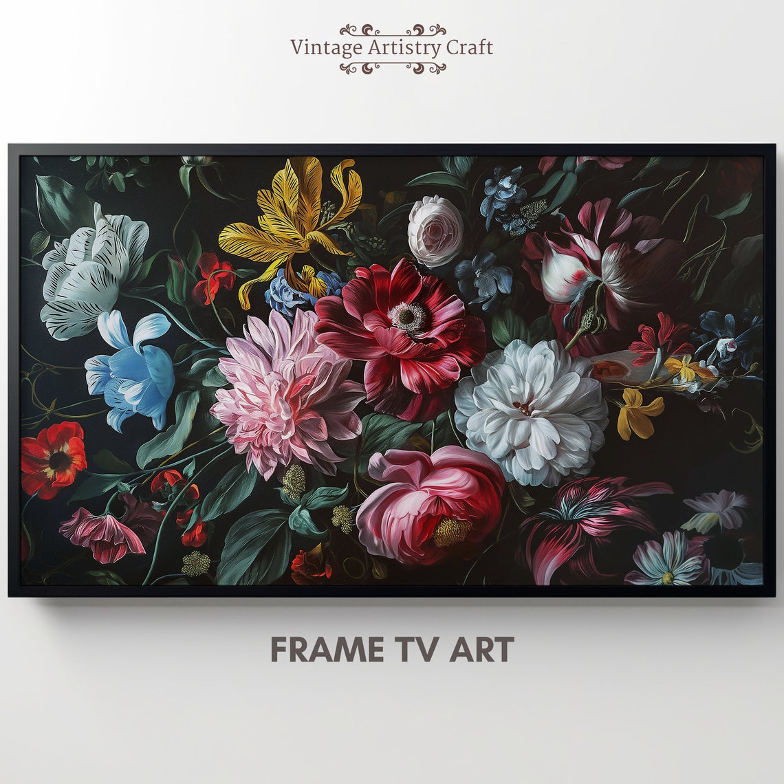 Dark Dutch Masters Floral Still Life Peonies Roses Black Poster
