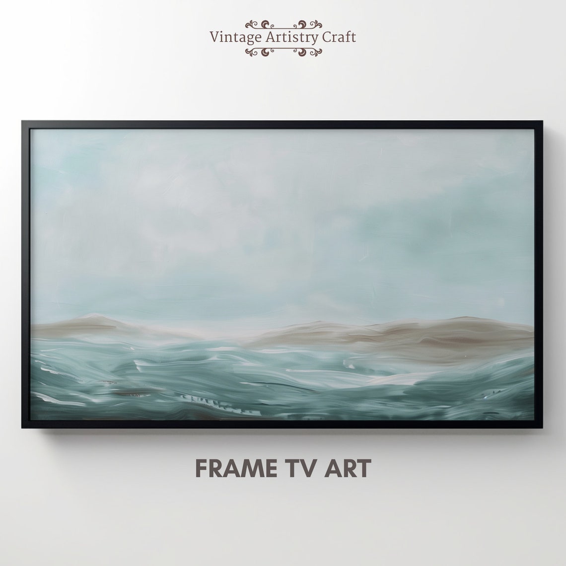 Minimalist Teal Ocean Waves Abstract Coastal Seascape Wall Art - Image 8