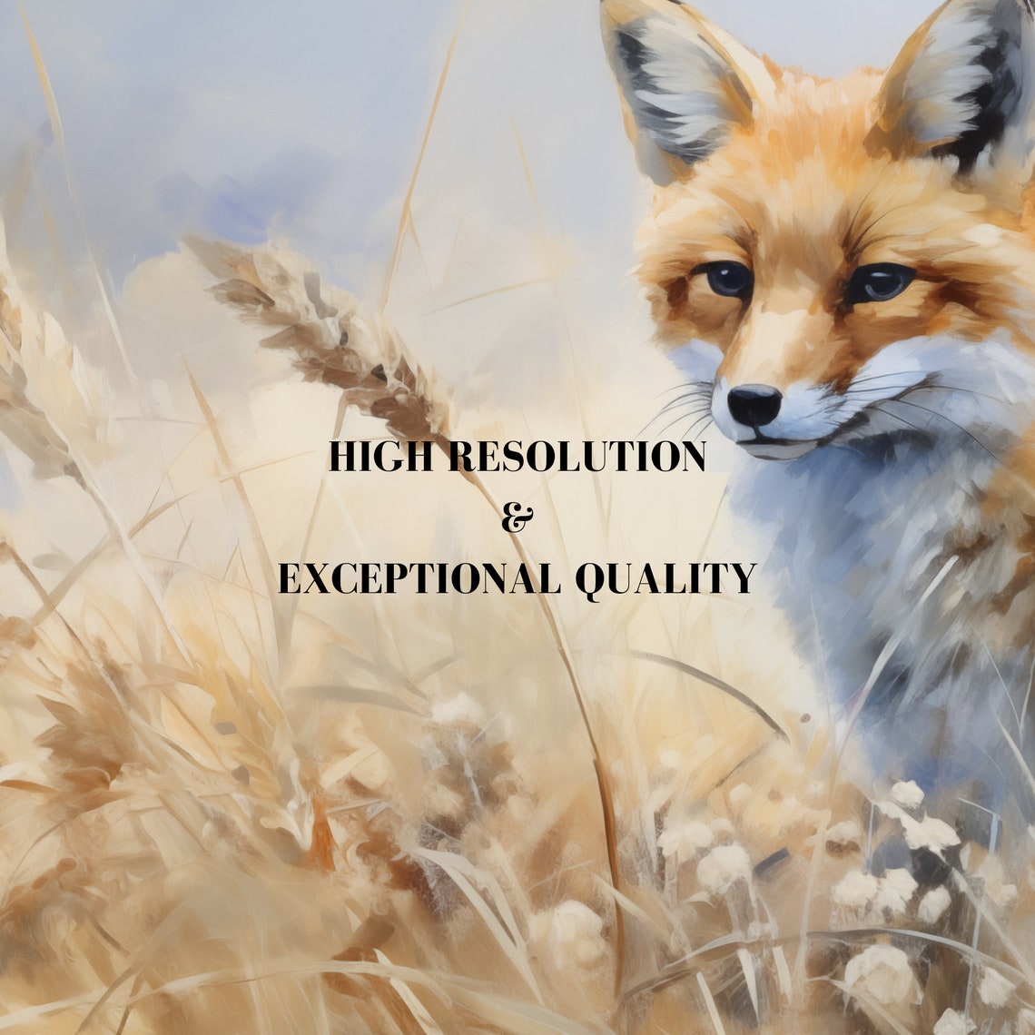 Red Fox in Golden Wheat Field Soft Painterly Wildlife Art Poster - Image 6