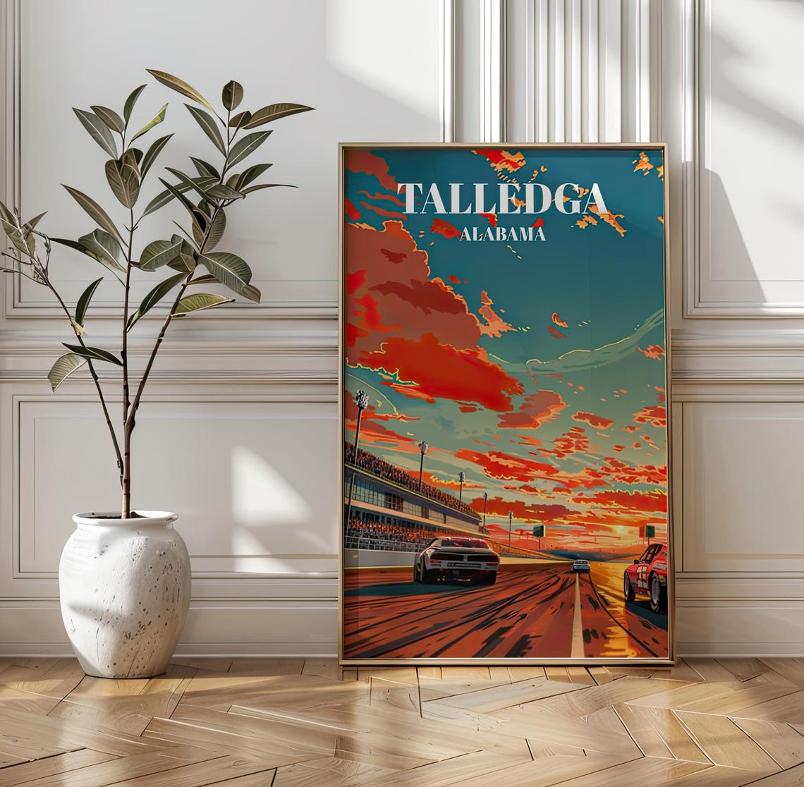 Talladega Alabama Sunset Stock Car Racing Track Illustration Poster