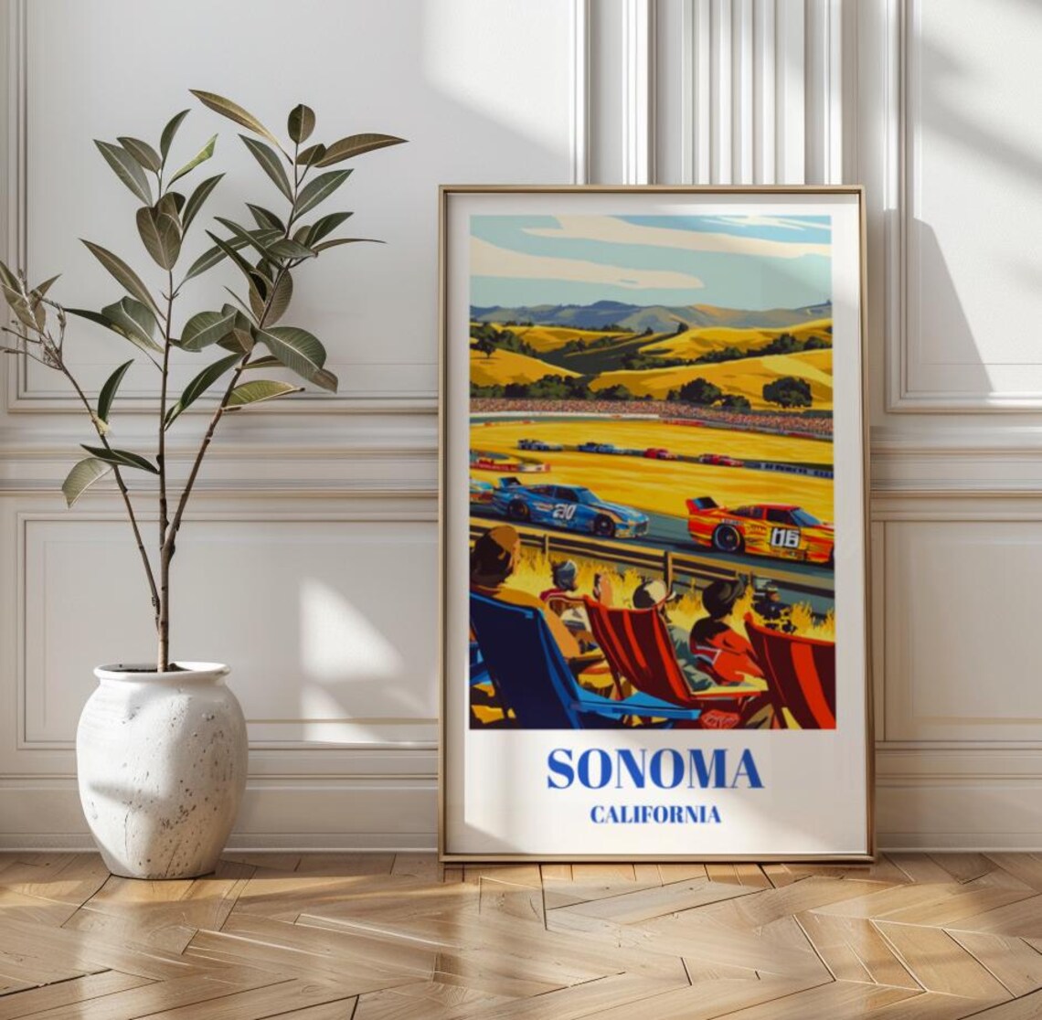 Sonoma Raceway California Vintage Stock Car Racing Travel Poster